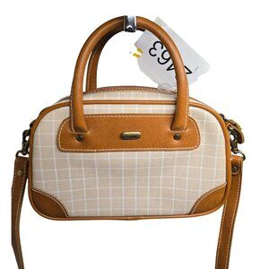 Vintage Esprit Tan & Plaid Handbag With Dual Handles & Crossbody Strap classic